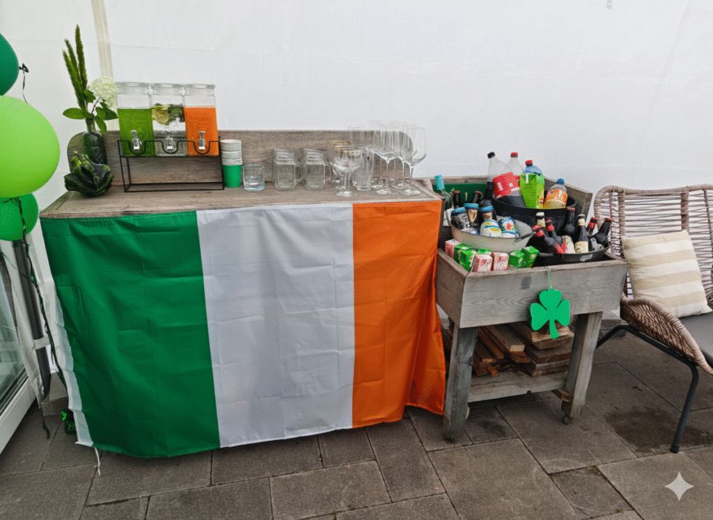 Illustratie van Ierse hapjes en drankjes voor een themafeest